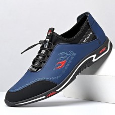 Men's Sporty Blue & Black Sneakers - Durable Outdoor Shoes with Quick Lace System, Ideal for Hiking and Casual Wear