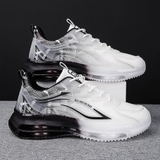 Men's Lightweight Air Cushion Sneakers with Transparent Design Trendy Lace-Up Athletic Shoes for Running and Casual Wear