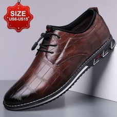Men's Brown Crocodile Pattern Faux Leather Dress Shoes with Lace-Up Closure and Comfortable Sole, Elegant for Business and Formal Occasions