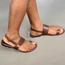 Men's Brown Faux Leather Open-Toe Sandals Adjustable Buckle Strap Design, Lightweight and Comfortable for Casual Summer Wear