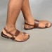 Men's Brown Faux Leather Open-Toe Sandals Adjustable Buckle Strap Design, Lightweight and Comfortable for Casual Summer Wear