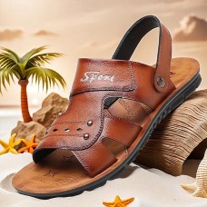 Men's Brown Leather Sport Sandals with Adjustable Strap Comfortable and Durable for Outdoor Activities and Casual Wear