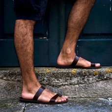 Men's Brown Faux Leather Slide Sandals with Comfortable Strap Design Casual Summer Footwear for Beach, Outdoor & Everyday Wear