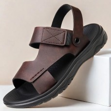 Men's Brown Adjustable Strap Sandals Casual, Comfortable Outdoor Footwear for Summer and Vacation