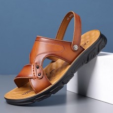 Men's Brown Faux Leather Sports Sandals with Adjustable Strap and Comfortable Sole Perfect for Outdoor Activities and Casual Wear