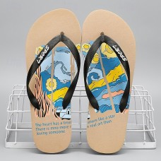 Men's Artistic Flip-Flops with Blue and Yellow Comic Print - Perfect for Casual Outings and Beach Days