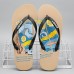 Men's Artistic Flip-Flops with Blue and Yellow Comic Print - Perfect for Casual Outings and Beach Days