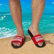 Men's Funny Slide Sandals - Bold "You Might Be Drunk" Print, Comfortable Non-Slip Pool & Beach Slippers, Casual Summer Footwear