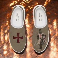 Men's Crusader Slip-On Sneakers Medieval Knight Cross Printed Lightweight Casual Shoes for Easter & Daily Wear