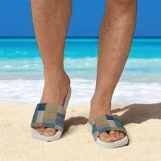Men鈥檚 Patchwork Designed Slide Sandals Casual & Stylish Style for Men in Beach Vacations, Poolside Relaxing & Daily Summer Wear