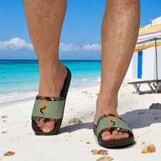 Men's Ethnic Print Non-Slip Pool Slides Lightweight Summer Slippers with Tribal Kokopelli Design for Beach and Poolside