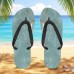Men鈥檚 Blue Leaf Printed Flip Flops Tropical & Stylish Style for Beach Vacations, Island Hopping & Beachside Dinners