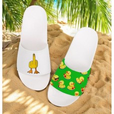 Men鈥檚 Duck-printed Slide Sandals Laid - Back & Cool Style for Men in Summer Beach Trips, Barbecues & Casual Outdoor Gatherings