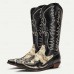 Men's Black and Snake Print Western Cowboy Boots - Exotic Leather with Intricate Embroidery for Rodeo and Casual Wear