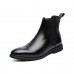 Men's Black Faux Leather Chelsea Boots - Perfect for Business Meetings, Formal Events, and Evening Outfits