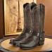 Men's Women Boots Cowboy Boots Walking Classic Casual Outdoor Daily PU Waterproof Comfortable Mid-Calf Boots Loafer Black Dark Red Blue Fall Winter
