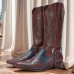 Men's Black Western Cowboy Boots Motorcycle Boots with Eagle Embroidery and Metal Chain Detail, Vintage Pointed Toe Boots for Riding and Casual Wear