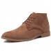 Men's Beige Faux Suede Lace-Up Desert Boots Classic Chukka Style with Comfortable Rubber Sole for Casual Wear