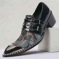 Men's Black Patent Leather Monk Strap Shoes Chic Formal Footwear for Parties and Night Events