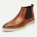 Men's Brown Premium Cowhide Chelsea Boots with White Sole - Elegant and Comfortable for Casual and Formal Wear